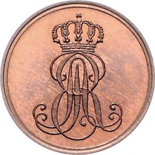Аверс монеты - 1 пфенниг 1845 года B "Тип 1845-1851" - цена  монеты - Ганновер, Эрнст Август
