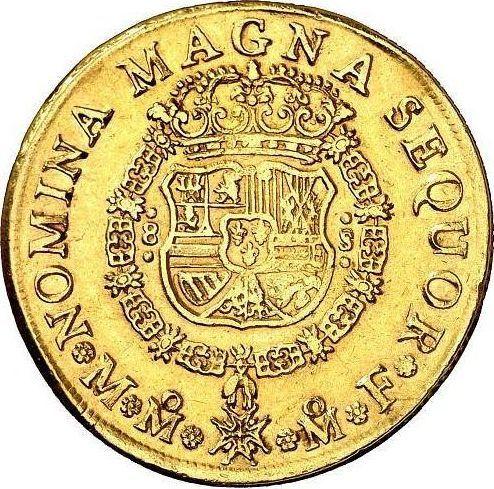 Реверс монеты - 8 эскудо 1749 года Mo MF - цена золотой монеты - Мексика, Фердинанд VI
