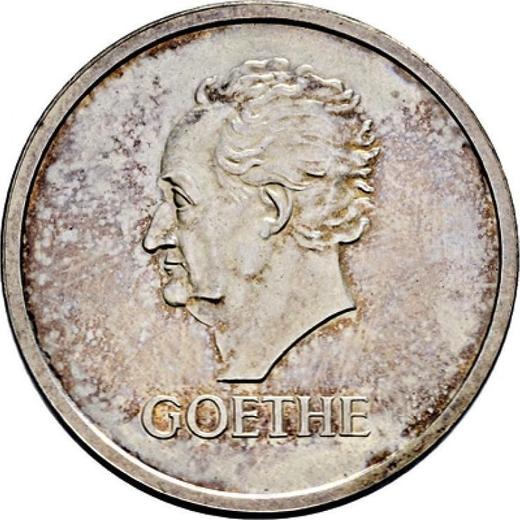 Rewers monety - 5 reichsmark 1932 E "Goethe" - cena srebrnej monety - Niemcy, Republika Weimarska