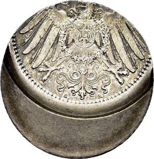 Reverso 1 marco 1891-1916 "Tipo 1891-1916" Desplazamiento del sello - valor de la moneda de plata - Alemania, Imperio alemán