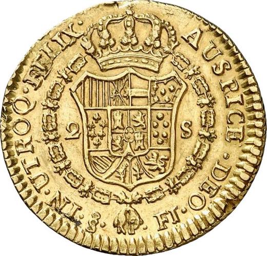 Reverso 2 escudos 1810 So FJ - valor de la moneda de oro - Chile, Fernando VII
