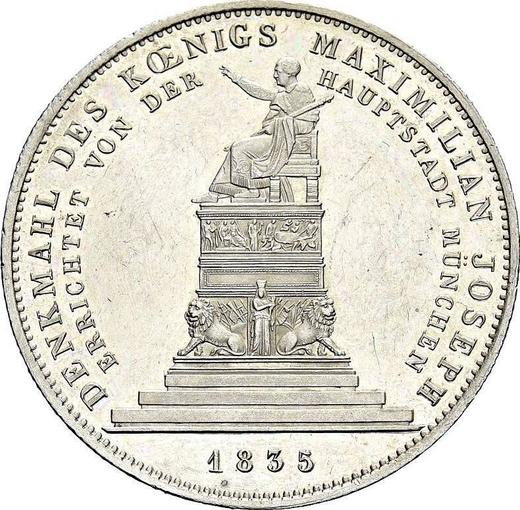 Rewers monety - Talar 1835 "Pomnik Maksymiliana I" - cena srebrnej monety - Bawaria, Ludwik I
