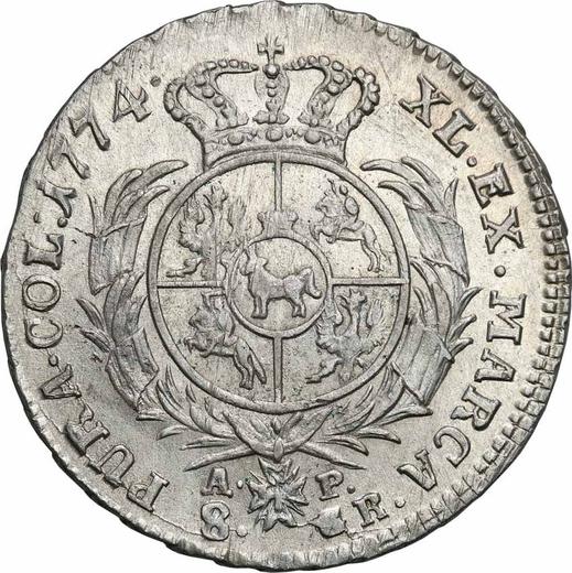 Reverso Dwuzłotówka (8 groszy) 1774 AP - valor de la moneda de plata - Polonia, Estanislao II Poniatowski