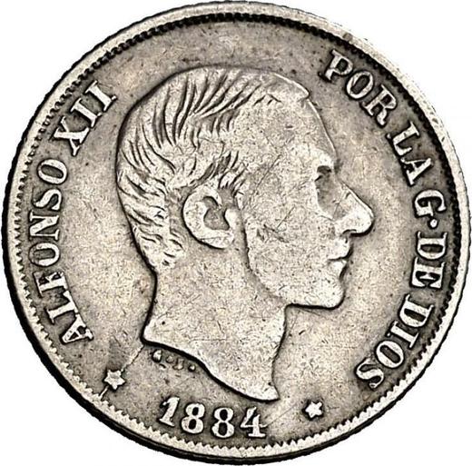 Anverso 10 centavos 1884 - valor de la moneda de plata - Filipinas, Alfonso XII
