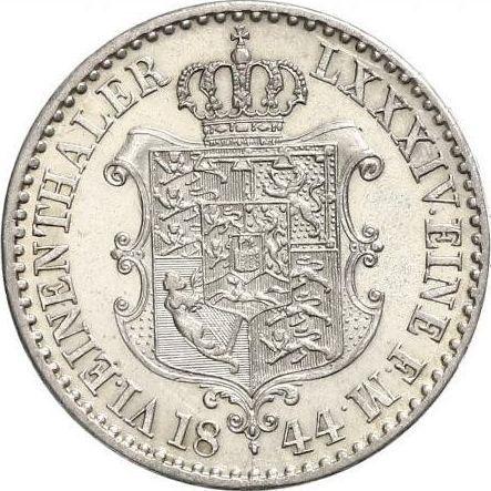 Reverso 1/6 tálero 1844 B - valor de la moneda de plata - Hannover, Ernesto Augusto 
