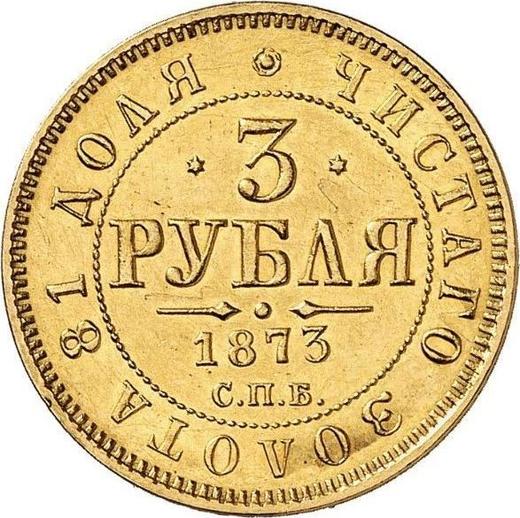Reverso 3 rublos 1873 СПБ НІ - valor de la moneda de oro - Rusia, Alejandro II