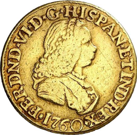Awers monety - 2 escudo 1760 NR JV - cena złotej monety - Kolumbia, Ferdynand VI