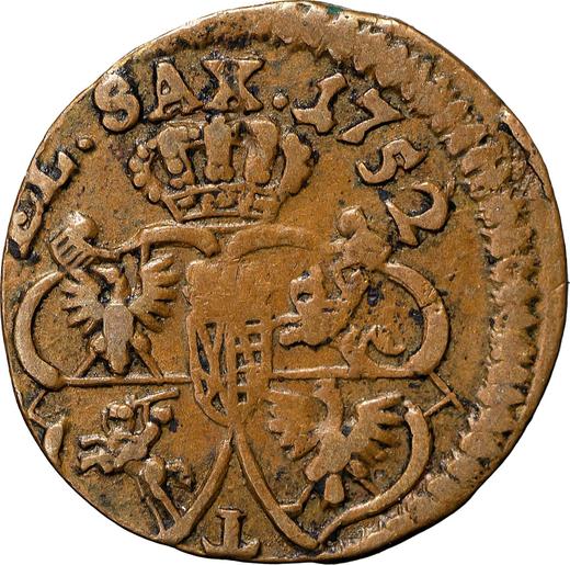 Rewers monety - Szeląg 1752 "Koronny" Oznakowanie literowe - cena  monety - Polska, August III