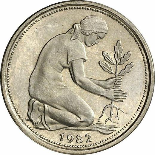 Реверс монеты - 50 пфеннигов 1983 года J - цена  монеты - Германия, ФРГ