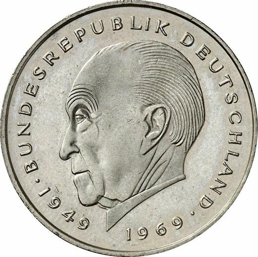 Anverso 2 marcos 1986 F "Konrad Adenauer" - valor de la moneda  - Alemania, RFA