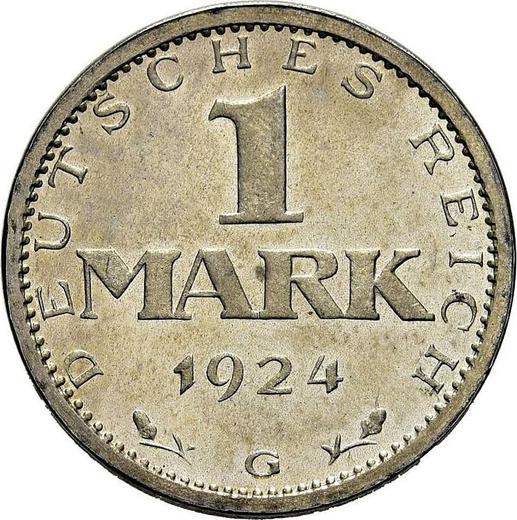 Реверс монеты - 1 марка 1924 года G "Тип 1924-1925" - цена серебряной монеты - Германия, Bеймарская республика
