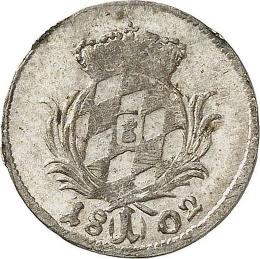 Реверс монеты - 1 крейцер 1802 года - цена серебряной монеты - Бавария, Максимилиан I