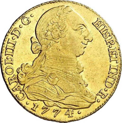 Awers monety - 4 escudo 1774 M PJ - cena złotej monety - Hiszpania, Karol III