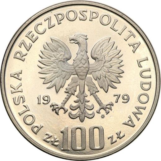 Аверс монеты - Пробные 100 злотых 1979 года MW "Рысь" Никель - цена  монеты - Польша, Народная Республика