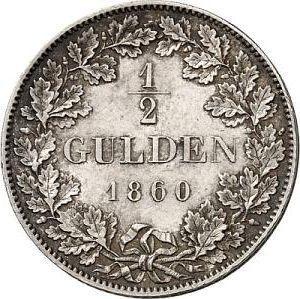 Rewers monety - 1/2 guldena 1860 - cena srebrnej monety - Wirtembergia, Wilhelm I