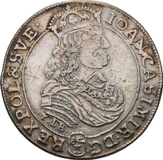 Аверс монеты - Орт (18 грошей) 1668 года TLB "Прямой герб" - цена серебряной монеты - Польша, Ян II Казимир
