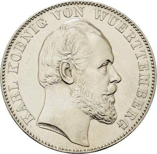 Аверс монеты - Талер 1871 года "Победа в войне" - цена серебряной монеты - Вюртемберг, Карл I