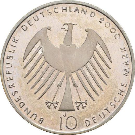 Реверс монеты - 10 марок 2000 года J "EXPO 2000" - цена серебряной монеты - Германия, ФРГ