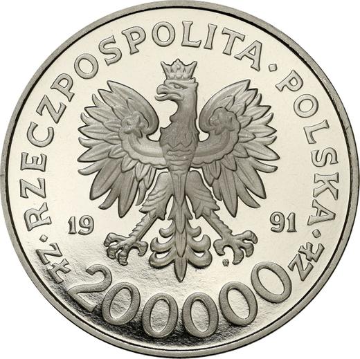 Аверс монеты - Пробные 200000 злотых 1991 года MW ET "200-летие Конституции от 3 мая 1791 года" Никель - цена  монеты - Польша, III Республика до деноминации