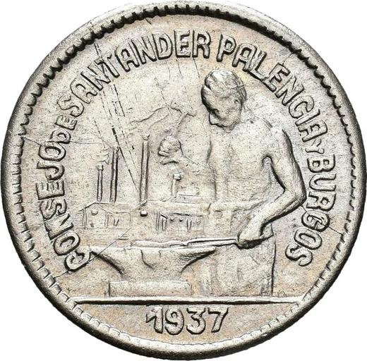 Аверс монеты - 50 сентимо 1937 года PJR "Сантандер, Паленсия и Бургос" - цена  монеты - Испания, II Республика