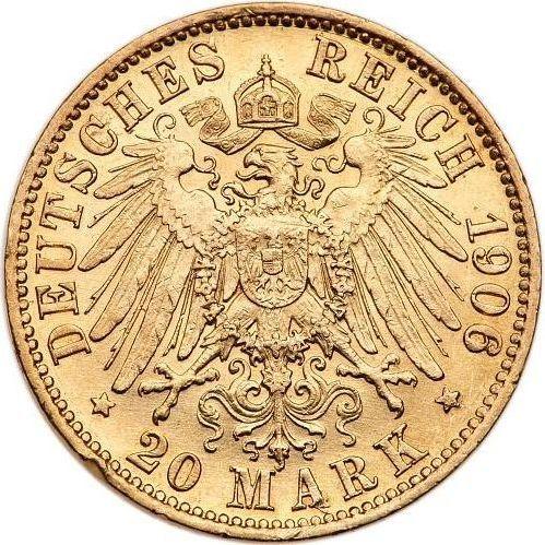 Реверс монеты - 20 марок 1906 года A "Пруссия" - цена золотой монеты - Германия, Германская Империя
