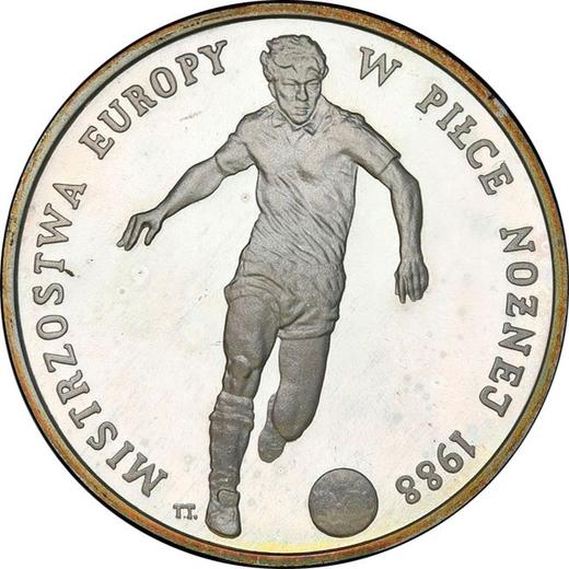 Rewers monety - 500 złotych 1987 MW TT "Mistrzostwa Europy w Piłce Nożnej 1988" Srebro - cena srebrnej monety - Polska, PRL