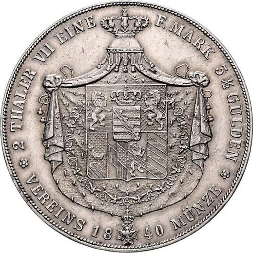 Reverso 2 táleros 1840 A - valor de la moneda de plata - Sajonia-Weimar-Eisenach, Carlos Federico 