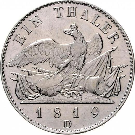 Rewers monety - Talar 1819 D - cena srebrnej monety - Prusy, Fryderyk Wilhelm III