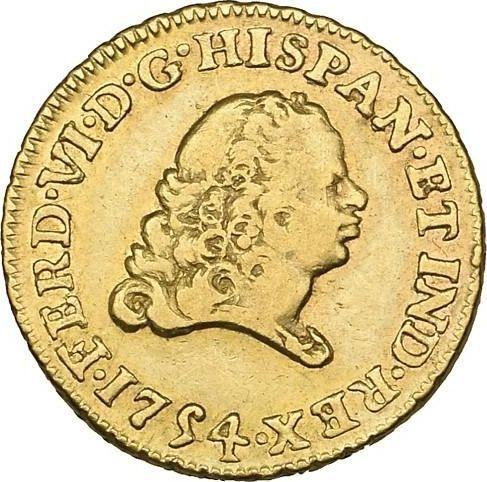 Аверс монеты - 1 эскудо 1754 года Mo MF - цена золотой монеты - Мексика, Фердинанд VI