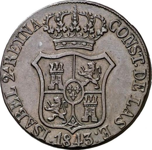 Аверс монеты - 6 куарто 1843 года "Каталония" - цена  монеты - Испания, Изабелла II