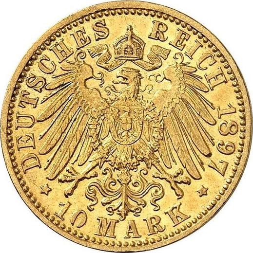 Реверс монеты - 10 марок 1897 года G "Баден" - цена золотой монеты - Германия, Германская Империя