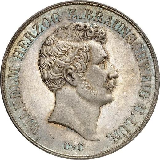 Anverso 2 táleros 1850 CvC - valor de la moneda de plata - Brunswick-Wolfenbüttel, Guillermo