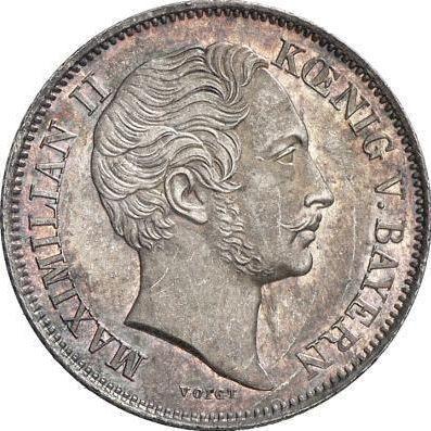 Аверс монеты - 1/2 гульдена 1852 года - цена серебряной монеты - Бавария, Максимилиан II