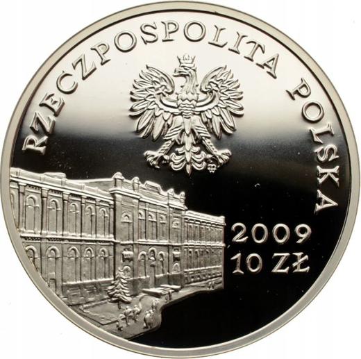 Аверс монеты - 10 злотых 2009 года MW "180 лет центральному банку Польши" - цена серебряной монеты - Польша, III Республика после деноминации