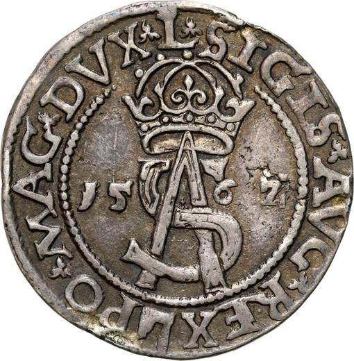Аверс монеты - Трояк (3 гроша) 1562 года "Литва" Герб со щитом - цена серебряной монеты - Польша, Сигизмунд II Август