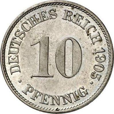Аверс монеты - 10 пфеннигов 1905 года J "Тип 1890-1916" - цена  монеты - Германия, Германская Империя