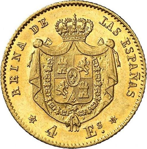 Reverso 4 escudos 1868 - valor de la moneda de oro - España, Isabel II