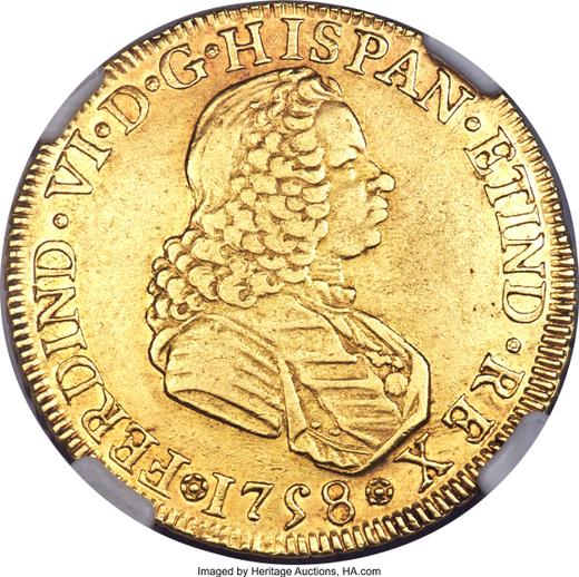Аверс монеты - 4 эскудо 1758 года Mo MM - цена золотой монеты - Мексика, Фердинанд VI