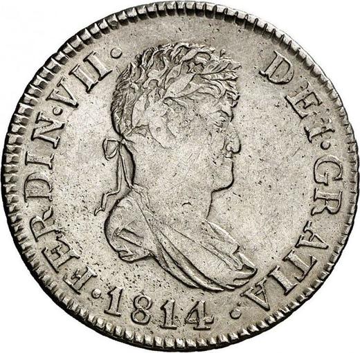 Аверс монеты - 2 реала 1814 года C SF "Тип 1810-1833" - цена серебряной монеты - Испания, Фердинанд VII