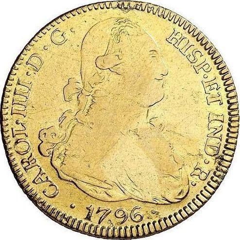 Аверс монеты - 4 эскудо 1796 года PTS PP - цена золотой монеты - Боливия, Карл IV