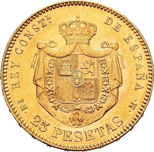 Реверс монеты - 25 песет 1879 года EMM - цена золотой монеты - Испания, Альфонсо XII