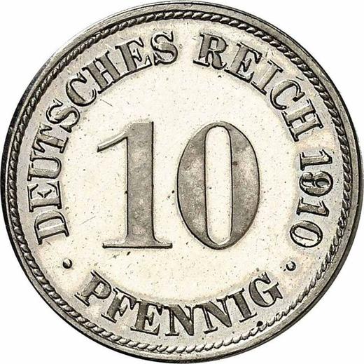 Аверс монеты - 10 пфеннигов 1910 года F "Тип 1890-1916" - цена  монеты - Германия, Германская Империя