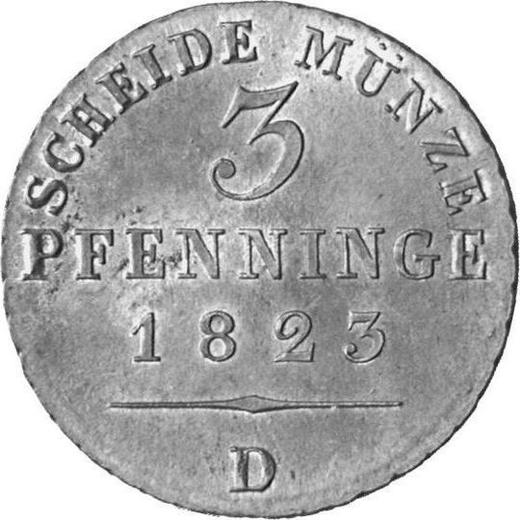 Reverso 3 Pfennige 1823 D - valor de la moneda  - Prusia, Federico Guillermo III