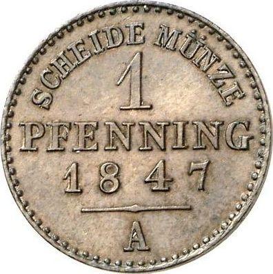 Реверс монеты - 1 пфенниг 1847 года A - цена  монеты - Пруссия, Фридрих Вильгельм IV