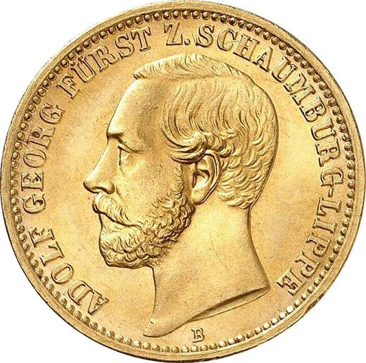 Аверс монеты - 20 марок 1874 года B "Шаумбург-Липпе" - цена золотой монеты - Германия, Германская Империя