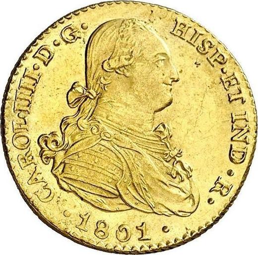 Awers monety - 2 escudo 1801 S CN - cena złotej monety - Hiszpania, Karol IV