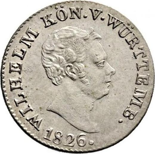 Аверс монеты - 3 крейцера 1826 года - цена серебряной монеты - Вюртемберг, Вильгельм I