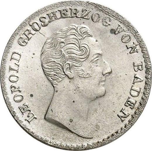 Awers monety - 6 krajcarów 1837 - cena srebrnej monety - Badenia, Leopold