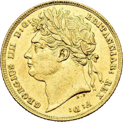 Anverso Soberano 1825 BP "Tipo 1821-1825" - valor de la moneda de oro - Gran Bretaña, Jorge IV