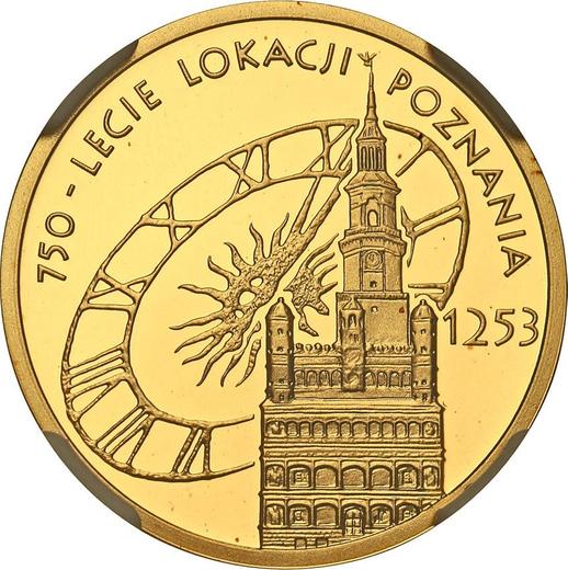 Reverso 100 eslotis 2003 MW UW "750 aniversario de Poznan" - valor de la moneda de oro - Polonia, República moderna